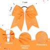 12PCS Glitter Cheer Bow Large Orange Cheer Bows Rhinestones Hair Bows Girls 7"Cheerleading Bows Bulk Elastic Band Ponytail Holder for Teen Girls College Sports Competition view 3