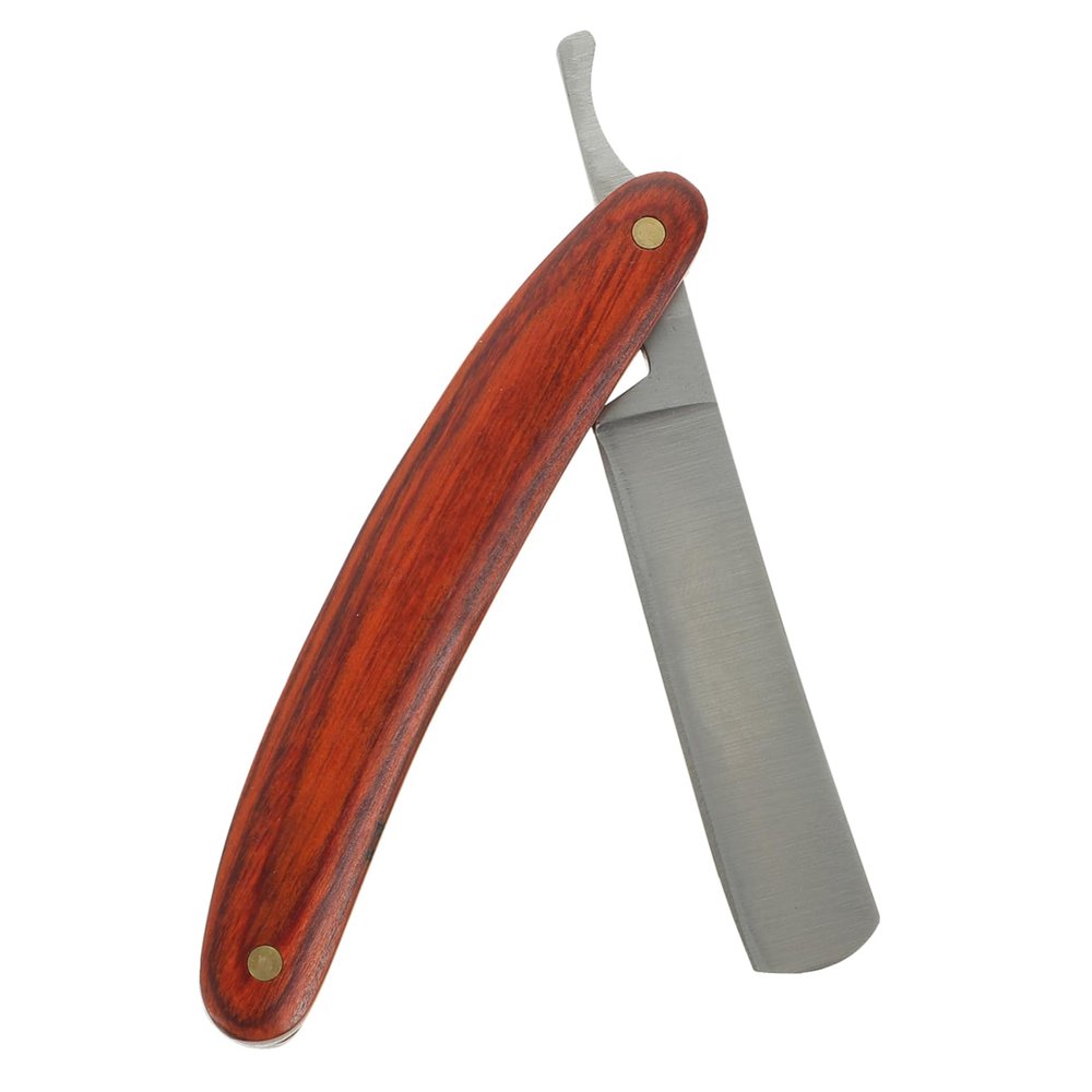 MUSISALY 2pcs Barber Manual Shaving Razor Men Beard Trimmer Wood Handle Manual Beard Shaving Tool for Mustache and Stubble Hair Grooming Clippers for Father Day Valentine Day Christmas