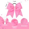 12PCS Glitter Cheer Bow Large Pink Cheer Bows Rhinestones Hair Bows Girls 7"Cheerleading Bows Bulk Elastic Band Ponytail Holder for Teen Girls College Sports Competition view 3