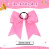 12PCS Glitter Cheer Bow Large Pink Cheer Bows Rhinestones Hair Bows Girls 7"Cheerleading Bows Bulk Elastic Band Ponytail Holder for Teen Girls College Sports Competition view 4