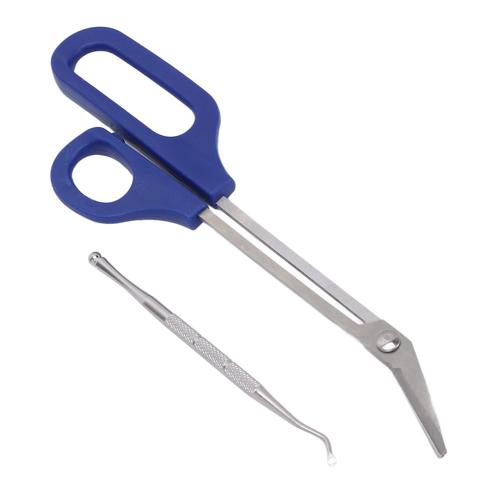 Toenail Scissors, Ergonomic Toe Nail Clippers Ingrown Toenail File Long Handled Toenail Scissors Nail Scissors Curved for Elderly Pregnant Woman (L)