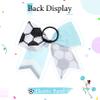 12PCS Soccer Bows 8" Soccer Cheer Bow Large Girls Hair Bows Cheerleading Bows Bulk Elastic Band Ponytail Holder for Teen College Football Competition-White Blue view 4