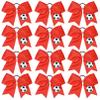 12PCS Soccer Bows 8" Soccer Cheer Bow Large Girls Hair Bows Cheerleading Bows Bulk Elastic Band Ponytail Holder for Teen College Football Competition-Red view 1