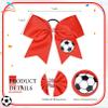 12PCS Soccer Bows 8" Soccer Cheer Bow Large Girls Hair Bows Cheerleading Bows Bulk Elastic Band Ponytail Holder for Teen College Football Competition-Red view 3