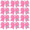 12PCS Soccer Bows 8" Soccer Cheer Bow Large Girls Hair Bows Cheerleading Bows Bulk Elastic Band Ponytail Holder for Teen College Football Competition-Pink view 1