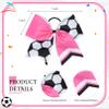 12PCS Soccer Bows 8" Soccer Cheer Bow Large Girls Hair Bows Cheerleading Bows Bulk Elastic Band Ponytail Holder for Teen College Football Competition-White Pink view 3