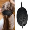 Leather Hair Barrette - Hair Clip with Stick, Hair Barrette, Oval Shape Faux Leather Hair Barrette | Leather and Stick Hair Slide Hair Pins Ponytail Holders Hair Accessories for Women Girls view 2