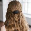 Leather Hair Barrette - Hair Clip with Stick, Hair Barrette, Oval Shape Faux Leather Hair Barrette | Leather and Stick Hair Slide Hair Pins Ponytail Holders Hair Accessories for Women Girls view 4