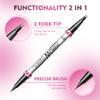 2 Pack Microblading Eyebrow Pencils for Women,2-in-1 Dual-Ended Eye Brow Pen with 2-Fork-Tip and Precise Brush-Tip, Waterproof Long Lasting Eyebrow Pen for Natural Hair-Like Brows(Dark Brown*2) view 3