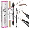 2 Pack Microblading Eyebrow Pencils for Women,2-in-1 Dual-Ended Eye Brow Pen with 2-Fork-Tip and Precise Brush-Tip, Waterproof Long Lasting Eyebrow Pen for Natural Hair-Like Brows(Brown*2) view 1