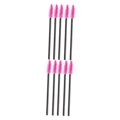 BELLIFFY 100pcs Eyelash Curler Plastic Handle Disposable Mascara Wands for Professional Personal Use Rosy