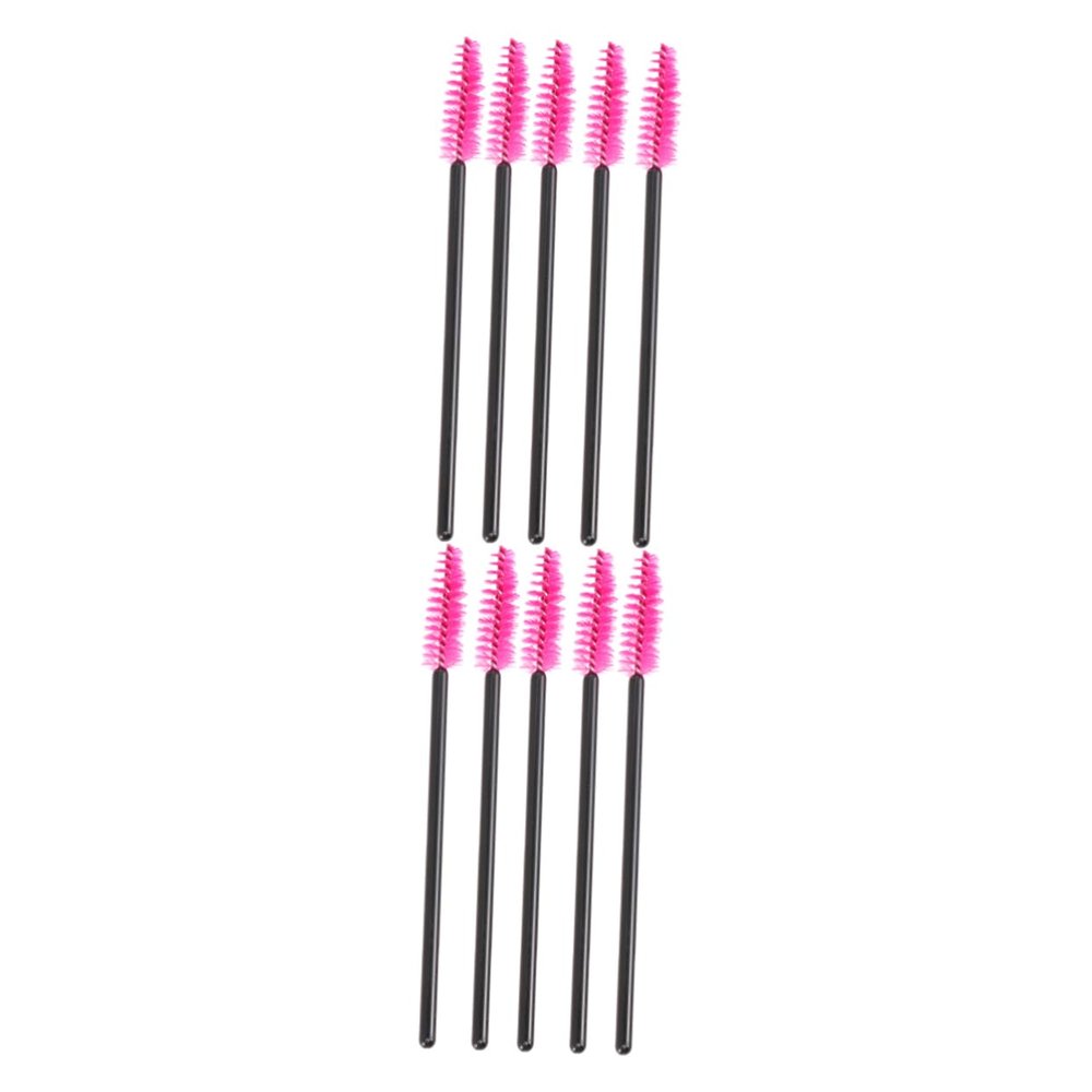 BELLIFFY 100pcs Eyelash Curler Plastic Handle Disposable Mascara Wands for Professional Personal Use Rosy
