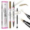 2 Pack Eyebrow Pen, Brow Pencil 2-in-1 Dual-Ended Microblading Eyebrow Pencil with 2-Fork-Tip and Precise Brush-Tip, Waterproof Long Lasting Eyebrow Pen for Natural Hair-Like Brows(Light Brown*2) view 1