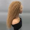 oulaer 180% Density Afro Kinky Curly Human Hair Lace Frontal Wig #27 Color Honey Blonde Kinky Curly Human Hair Wig 13x4 HD Tramsparent Lace Front Wig Brazilian Remy Hair Glueless Wigs 20inch view 2