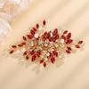 Rumtock Red Rhinestones Beads Gold Flower Hair Piece Comb for Wedding Brides Women Special Occasion Hair Accessories (Red) view 2