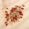 Rumtock Red Rhinestones Beads Gold Flower Hair Piece Comb for Wedding Brides Women Special Occasion Hair Accessories (Red) view 3