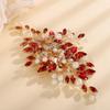 Rumtock Red Rhinestones Beads Gold Flower Hair Piece Comb for Wedding Brides Women Special Occasion Hair Accessories (Red) view 4