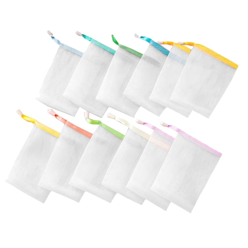 12 PCS Soap Saver Bags Soft Mesh Soap Pouch with Drawstring for Shower, Foaming, Drying, and Hanging Soap Bar Bag & Soap Net for Extended Use