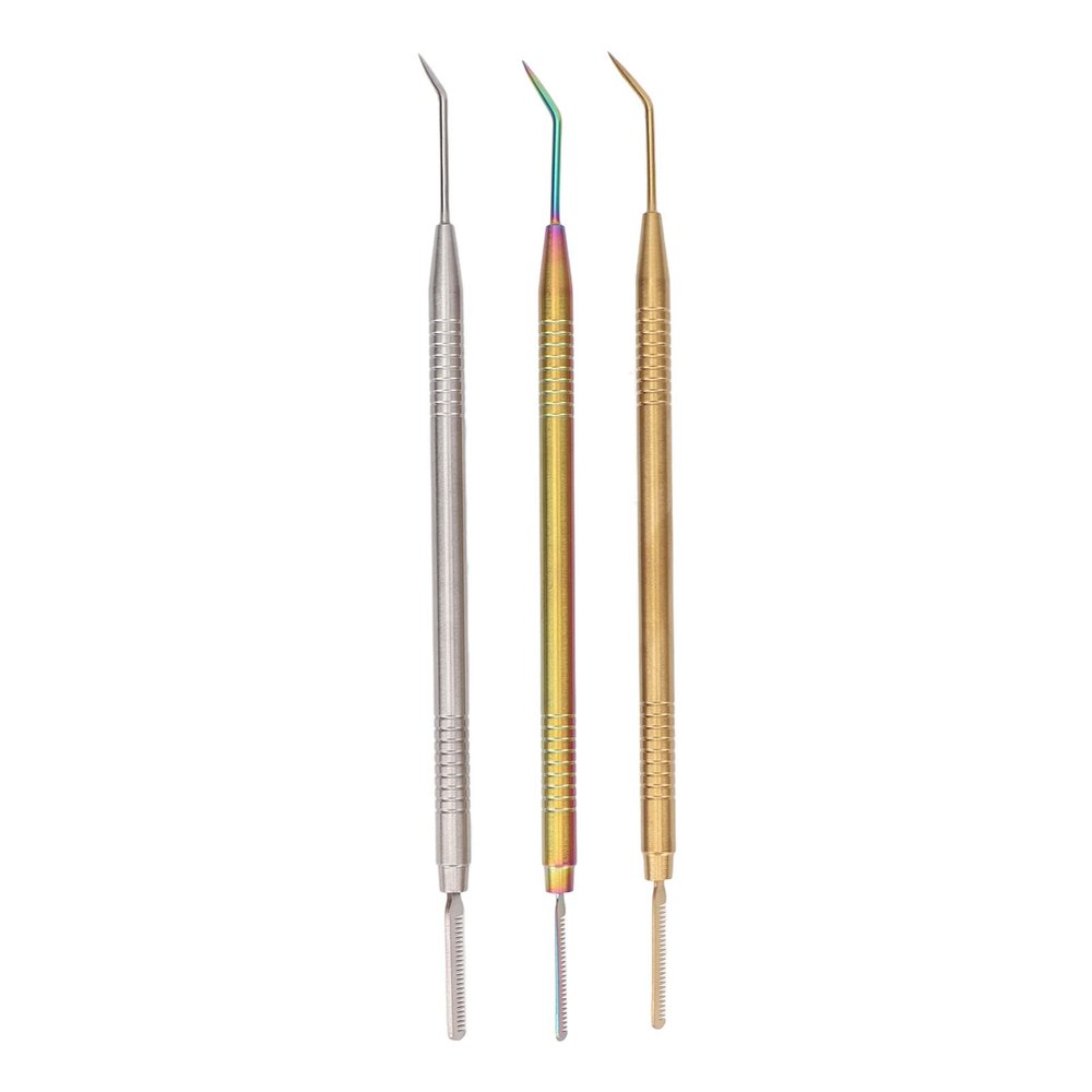 3 Pcs Lash Lift Perm Tools, Eyelash Tint Rods Kit, Professional Lash Separator Tint Tool, with Lash Lift Comb, for Perming Tinting, Curling, Extensions (Gold Silver)