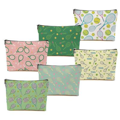 6 PCs Tennis Gifts, Inspirational Tennis Makeup Bag, Tennis Accessories Tennis Gift Cosmetic Bag Toiletry Bag, Tennis Player Graduation Birthday Gifts for Women Girls Tennis Lovers Sister Tennis Team