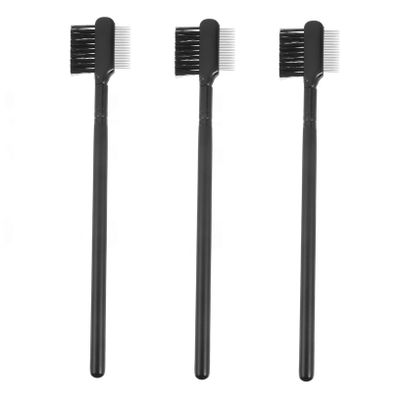 ASAKKURA 3pcs Dual Eyebrow Eyelash Brush Portable Handle Eyebrow Shaper Eyelash Curler Comb for Precise Grooming Travel Salon Personal Use