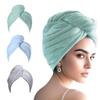 AGKXHDEC 3 Packs Single Layer Microfiber Hair Turbans - Drying Wrap for Women (Light Blue,Light Green,Gray) view 1