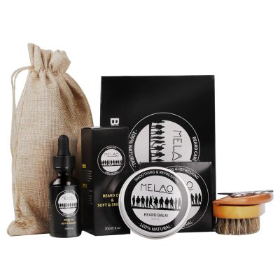Mens 5-Piece Beard Grooming KitComplete Beard Care Set for Shaving, Beard Grooming, Moisturizing & Nourishing, Includes Shaving Cream, Beard Oil, Shaving comb, Comb Scissors