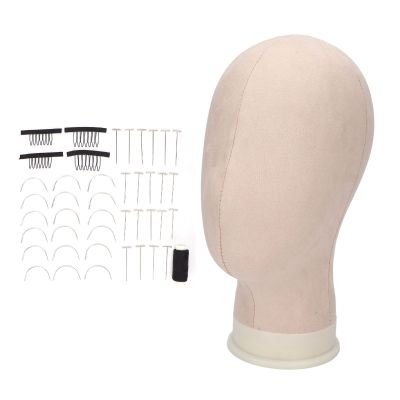 11.8 Inch Canvas Block Wig Head, Mannequin Wig Head, Manikin Head Block Set, with Head Pins, Suitable for Making Wigs Mannequin Head, Wigs Making, Display