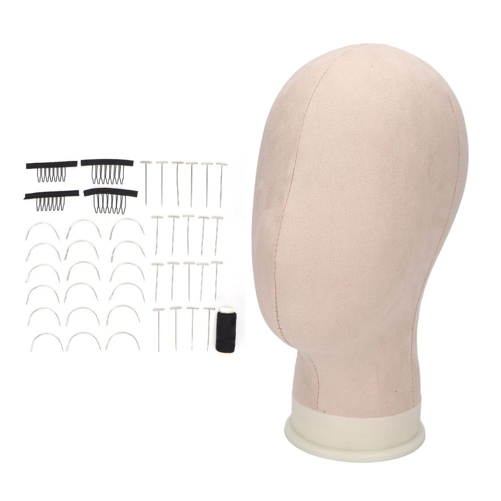 11.8 Inch Canvas Block Wig Head, Mannequin Wig Head, Manikin Head Block Set, with Head Pins, Suitable for Making Wigs Mannequin Head, Wigs Making, Display