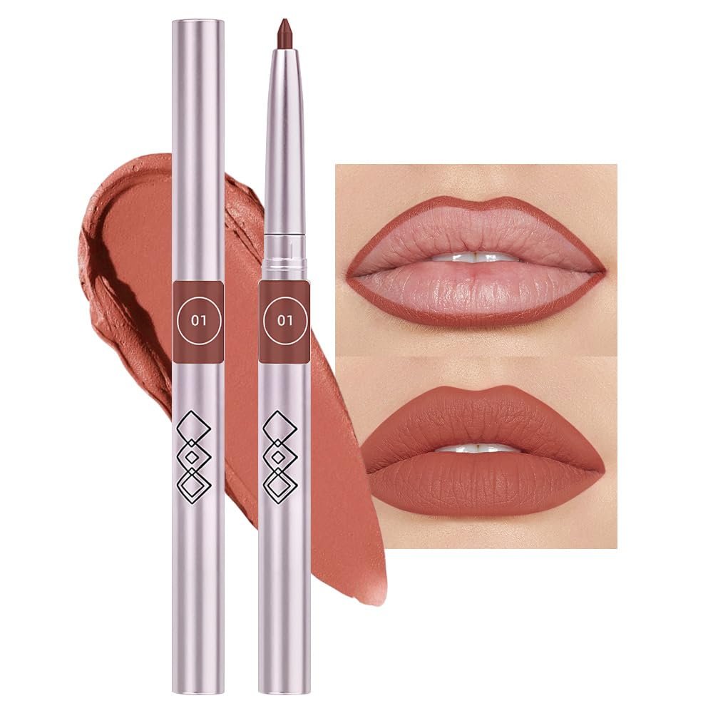 evpct Silky Smooth Lip Liner Pencil Retractable, Dark Orange Lip Liner Creamy Long-Lasting Formula for Precision Contouring Matte Velvet Pigmented Rich Lip Colors Crayon Lipstick 01