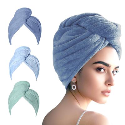 AGKXHDEC 3 Packs Single Layer Microfiber Hair Turbans - Drying Wrap for Women (Dark Blue,Light Blue,Light Green)