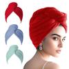 AGKXHDEC 3 Packs Single Layer Microfiber Hair Turbans - Drying Wrap for Women (Light Green,Red,Dark Blue) view 1