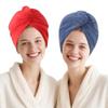 AGKXHDEC 3 Packs Single Layer Microfiber Hair Turbans - Drying Wrap for Women (Light Green,Red,Dark Blue) view 2