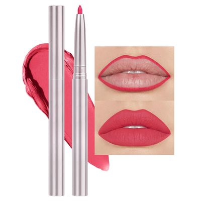 evpct Silky Lip Liner Pencil Retractable, Carmine Red Smooth Lip Liner Creamy Velvet Lipliner Long-Lasting for Korean Makeup Contouring Matte Lip High Pigmented Rich Colors Crayon Lipstick Pen 07