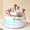 360 Rotating Makeup Storage Box Desktop Makeup Organizer Cosmetic Brush Holder Lipstick Eyebrow Pencil Holder Jewelry Container(WHITE) view 3