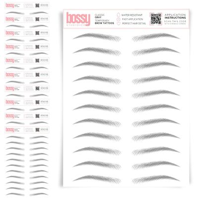 10 Pack Temporary Eyebrow Tattoos Waterproof Eyebrow Stickers, False Tattoos Hair Like Peel Off Instant Transfer Brows For Women And Men | Natural Strokes, Shaping (classic, gray)