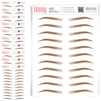 10 Pack Temporary Eyebrow Tattoos Waterproof Eyebrow Stickers, False Tattoos Hair Like Peel Off Instant Transfer Brows For Women And Men | Natural Strokes, Shaping (classic, ginger)
