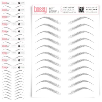10 Pack Temporary Eyebrow Tattoos Waterproof Eyebrow Stickers, False Tattoos Hair Like Peel Off Instant Transfer Brows For Women And Men | Natural Strokes, Shaping (defined, gray)