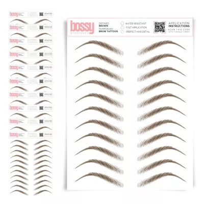 10 Pack Temporary Eyebrow Tattoos Waterproof Eyebrow Stickers, False Tattoos Hair Like Peel Off Instant Transfer Brows For Women And Men | Natural Strokes, Shaping (defined, brown)