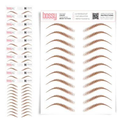 10 Pack Temporary Eyebrow Tattoos Waterproof Eyebrow Stickers, False Tattoos Hair Like Peel Off Instant Transfer Brows For Women And Men | Natural Strokes, Shaping (defined, ginger)