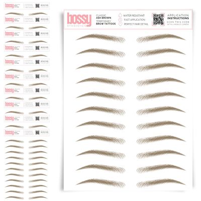 10 Pack Temporary Eyebrow Tattoos Waterproof Eyebrow Stickers, False Tattoos Hair Like Peel Off Instant Transfer Brows For Women And Men | Natural Strokes, Shaping (classic, ash brown)