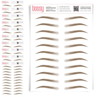 10 Pack Temporary Eyebrow Tattoos Waterproof Eyebrow Stickers, False Tattoos Hair Like Peel Off Instant Transfer Brows For Women And Men | Natural Strokes, Shaping (classic, medium brown)