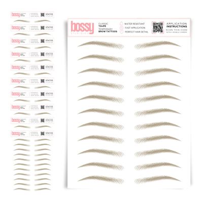 10 Pack Temporary Eyebrow Tattoos Waterproof Eyebrow Stickers, False Tattoos Hair Like Peel Off Instant Transfer Brows For Women And Men | Natural Strokes, Shaping (classic, taupe)