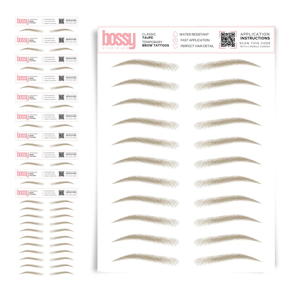 10 Pack Temporary Eyebrow Tattoos Waterproof Eyebrow Stickers, False Tattoos Hair Like Peel Off Instant Transfer Brows For Women And Men | Natural Strokes, Shaping (classic, taupe)