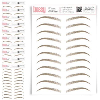 10 Pack Temporary Eyebrow Tattoos Waterproof Eyebrow Stickers, False Tattoos Hair Like Peel Off Instant Transfer Brows For Women And Men | Natural Strokes, Shaping (chic, ash brown)