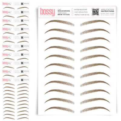 10 Pack Temporary Eyebrow Tattoos Waterproof Eyebrow Stickers, False Tattoos Hair Like Peel Off Instant Transfer Brows For Women And Men | Natural Strokes, Shaping (chic, medium brown)