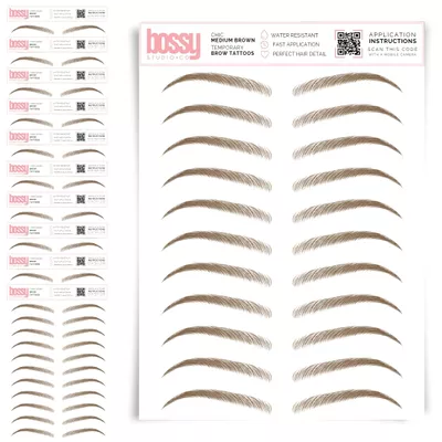 10 Pack Temporary Eyebrow Tattoos Waterproof Eyebrow Stickers, False Tattoos Hair Like Peel Off Instant Transfer Brows For Women And Men | Natural Strokes, Shaping (chic, medium brown)