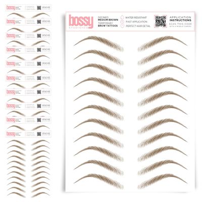 10 Pack Temporary Eyebrow Tattoos Waterproof Eyebrow Stickers, False Tattoos Hair Like Peel Off Instant Transfer Brows For Women And Men | Natural Strokes, Shaping (defined, medium brown)