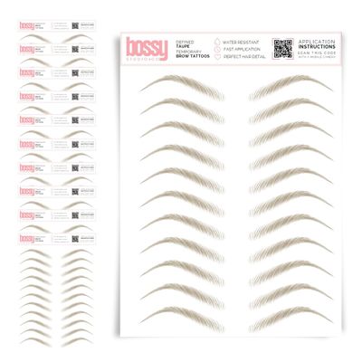 10 Pack Temporary Eyebrow Tattoos Waterproof Eyebrow Stickers, False Tattoos Hair Like Peel Off Instant Transfer Brows For Women And Men | Natural Strokes, Shaping (defined, taupe)