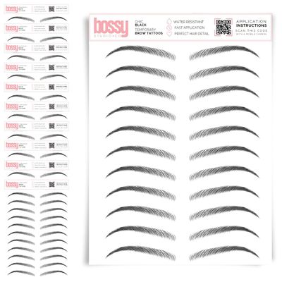10 Pack Temporary Eyebrow Tattoos Waterproof Eyebrow Stickers, False Tattoos Hair Like Peel Off Instant Transfer Brows For Women And Men | Natural Strokes, Shaping (chic, black)